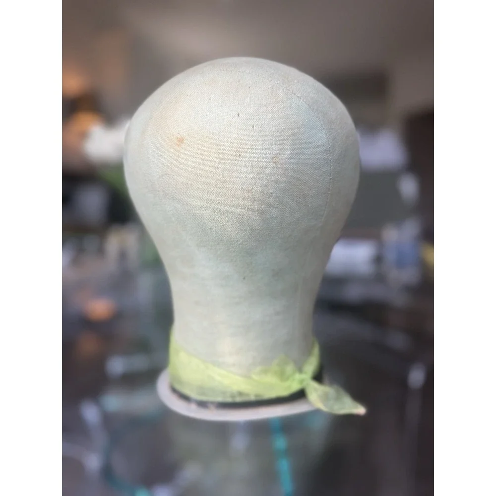 Vintage Hat Block Head Form Mannequin Size 22 Canvas Fabric Wig Making Millinery